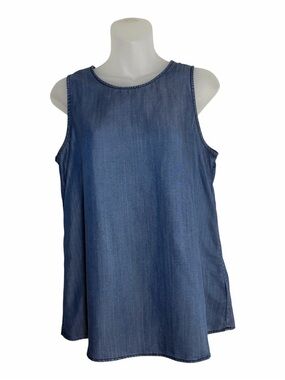 Gap 1969 Medium Indigo Chambray Sleeveless Top Size S Lyocell Keyhole Back Tank